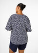 V-hals bluse med blomsterprint, White Blue Flower, Model image number 1
