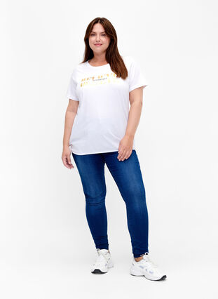 Bomulds t-shirt med folieprint, B. White w. Believe, Model image number 2