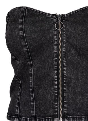 Denim corsage med lynlås , Black, Packshot image number 2