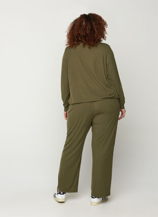Løse bukser i ribkvalitet, Olive Night, Model image number 1