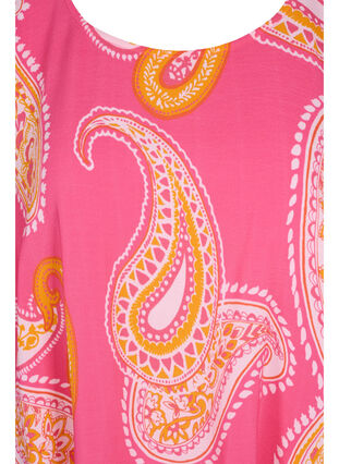 Printet viskose bluse med korte ærmer, Pink Paisley, Packshot image number 2