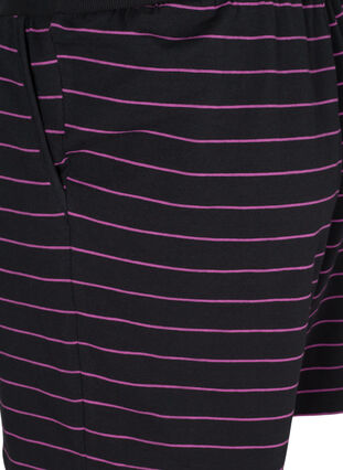 Løse bomulds shorts med striber, Black w. Purple, Packshot image number 3