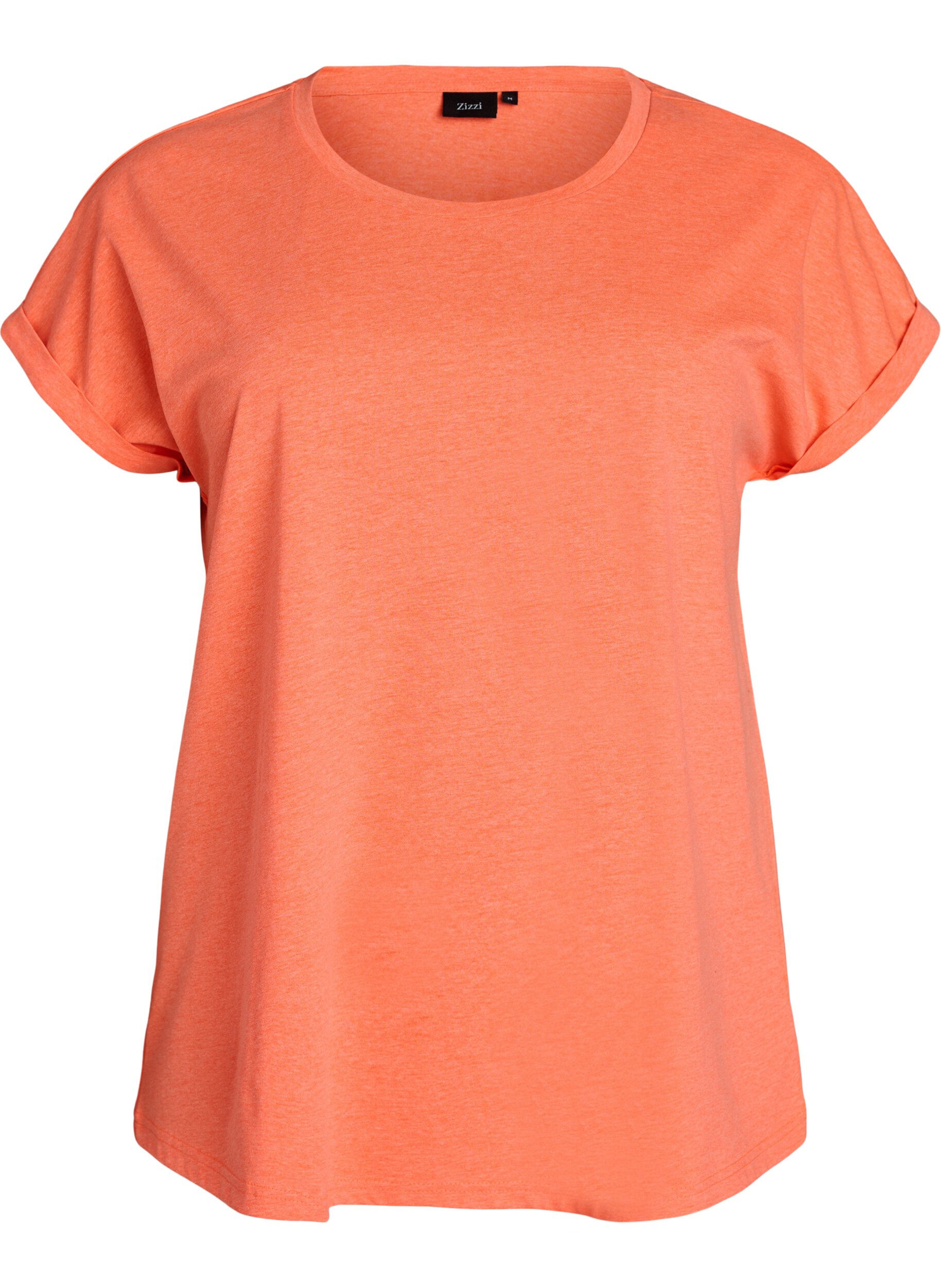 Zizzi Neonfarvet t-shirt i bomuld, Orange, Packshot image number 0