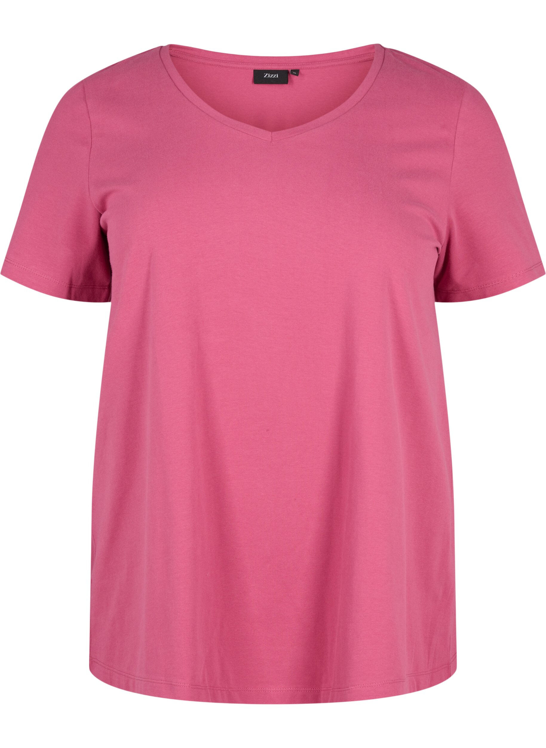ZizziEnsfarvet basis t-shirt i bomuld, R&oslash;d, Packshot image number 0