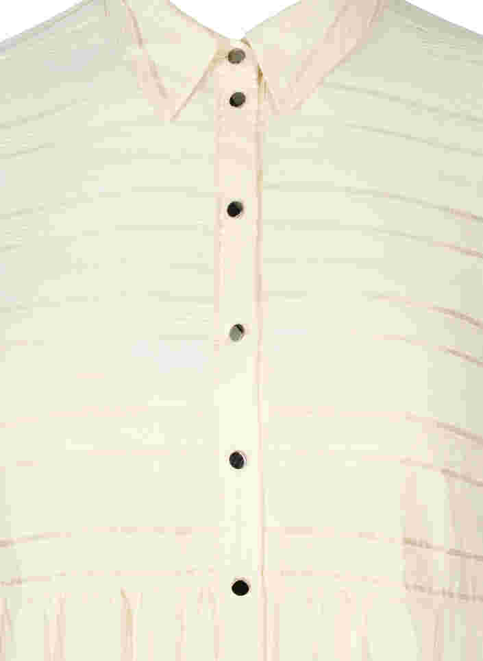 Mønstret viskose tunika med knapper og lange ærmer, Fog, Packshot image number 2