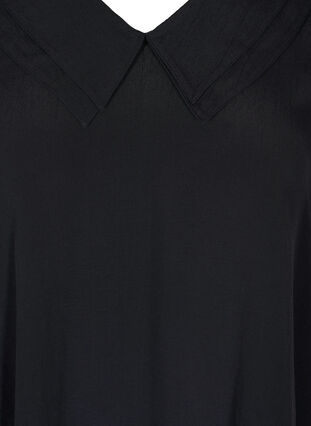 Viskose tunika med v-udskæring og krave, Black, Packshot image number 2