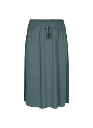 Viskose midi nederdel med slids, Balsam Green, Packshot image number 0