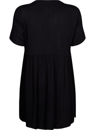 A-formet viskose kjole med korte ærmer, Black, Packshot image number 1