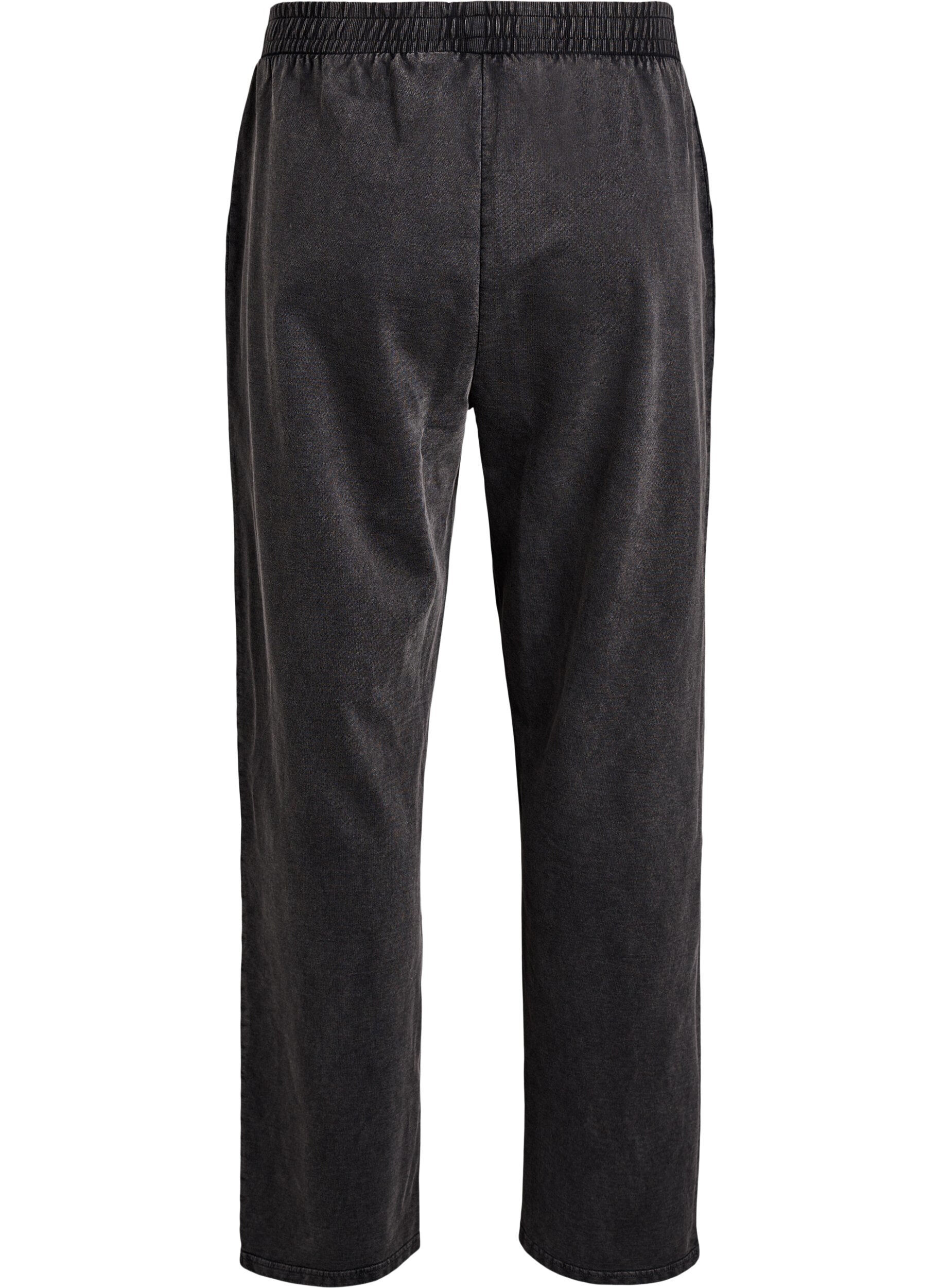 Zizzi Sweatpants med brede ben og washed effekt, Gr&aring;, Packshot image number 1