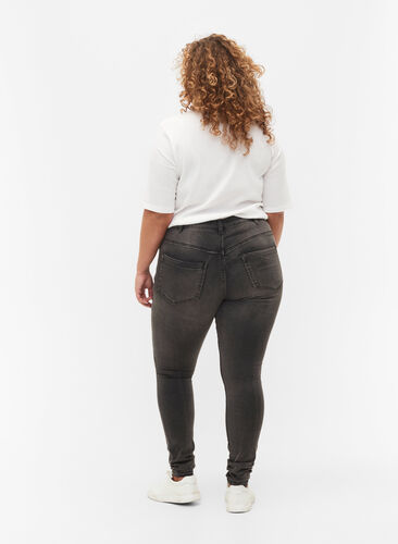 Super slim Amy jeans med høj talje, Dark Grey Denim, Model image number 1