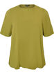 Kort&aelig;rmet v&aelig;vet bluse med rund hals, Gr&oslash;n, Packshot image number 0