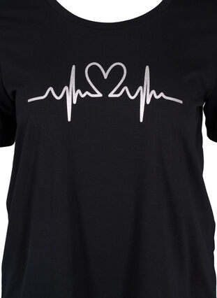 Kortærmet nat t-shirt med tryk, Black HEARTBEAT, Packshot image number 2