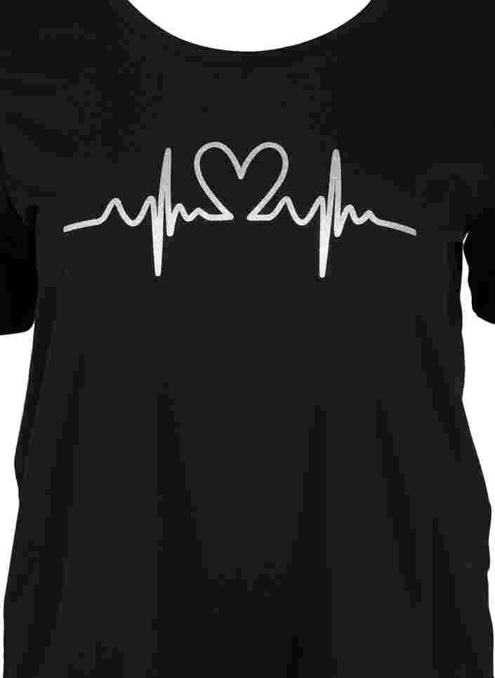 Kortærmet nat t-shirt med tryk, Black HEARTBEAT, Packshot image number 2