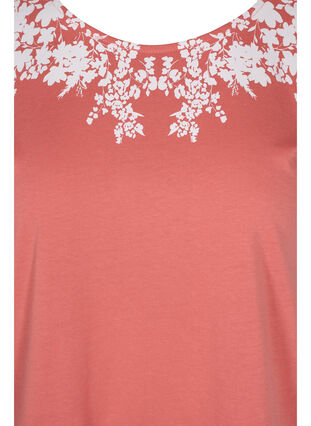 Bomulds t-shirt med printdetaljer, Faded RoseMel feath, Packshot image number 2