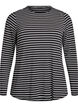 Lang&aelig;rmet bluse med striber, Sort, Packshot image number 0