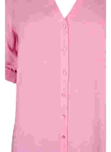 Lang skjorte med 3/4 ærmer og v-udskæring, Rosebloom, Packshot image number 2
