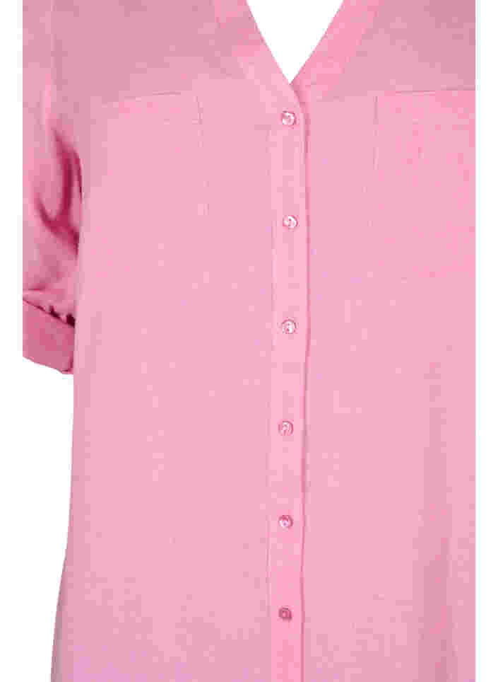 Lang skjorte med 3/4 ærmer og v-udskæring, Rosebloom, Packshot image number 2