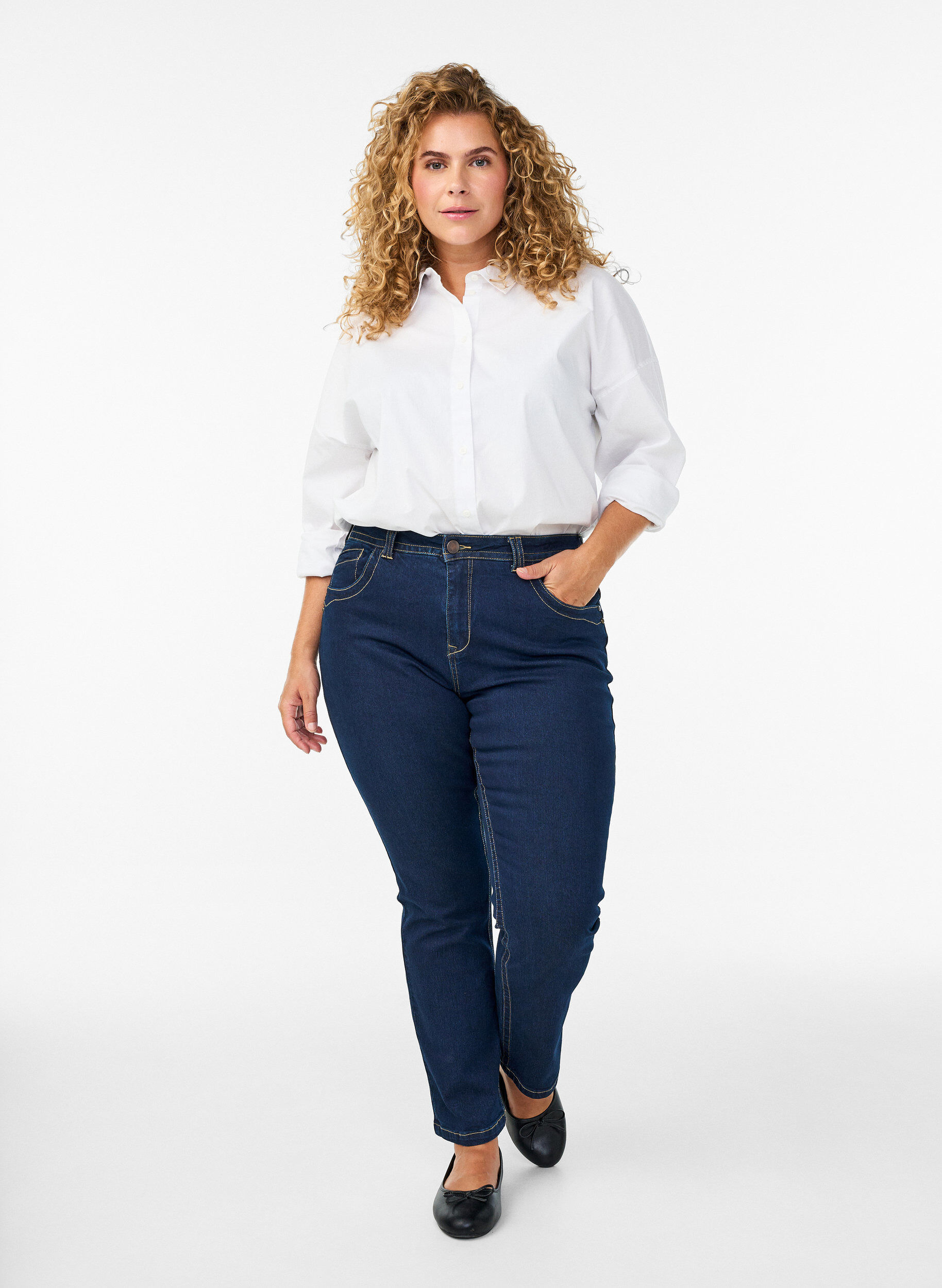 Slim fit Vilma jeans med h&oslash;j talje, Bl&aring;, Model