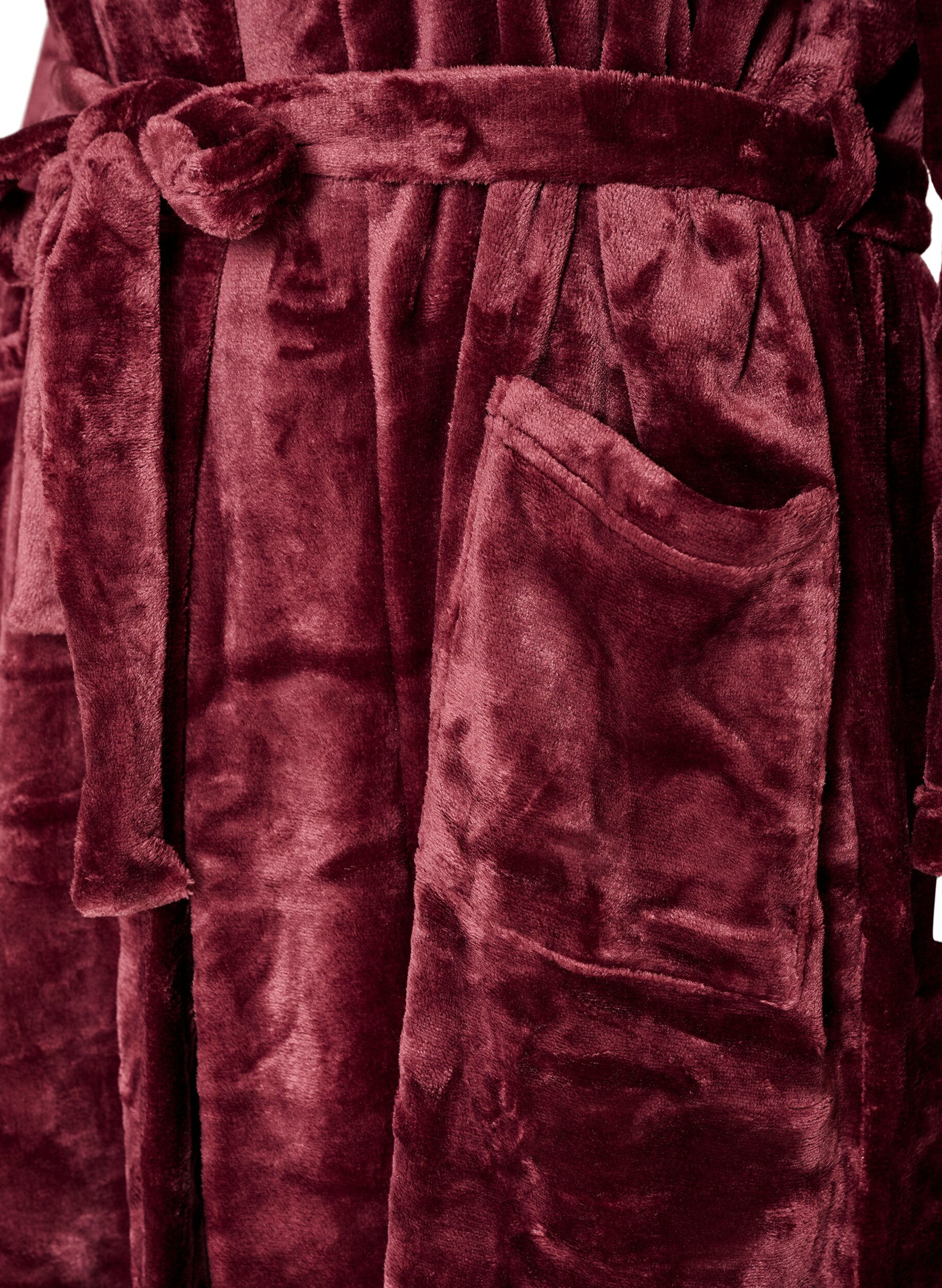 ZizziMorgenk&aring;be i bl&oslash;d velour med lommer, R&oslash;d, Packshot image number 3