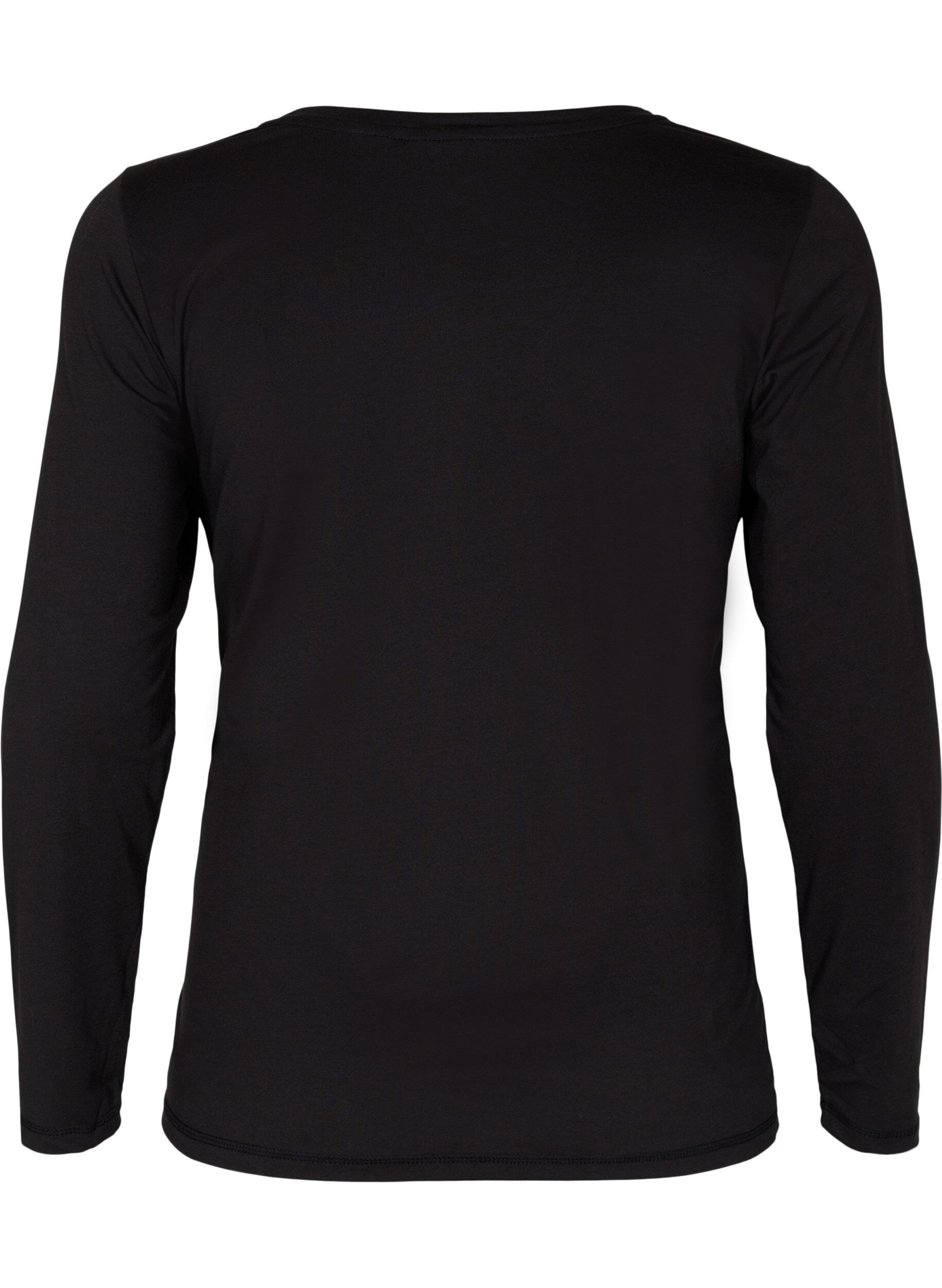 Zizzi Basis graviditets bluse med lange &aelig;rmer, Black, Packshot image number 1