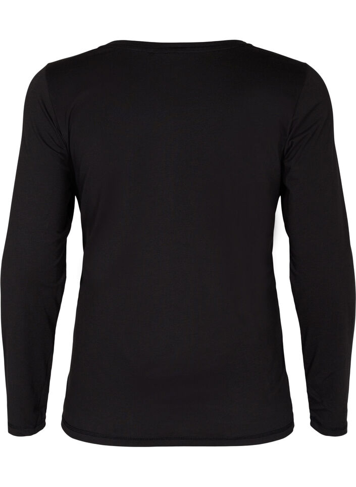 Basis graviditets bluse med lange ærmer, Black, Packshot image number 1