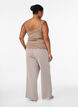 Stribede natbukser med h&oslash;j talje og brede ben, Beige, Model image number 1