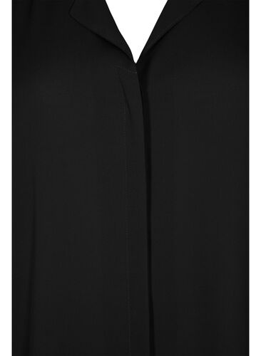 Ensfarvet skjorte med v-udskæring, Black, Packshot image number 2