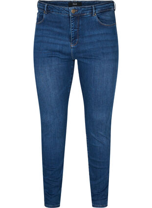 Højtaljede Amy jeans med stretch-teknologi, Blue denim, Packshot image number 0