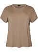 Stribet T-shirt i viskose med rund hals, Beige, Packshot image number 0