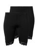 2-pak cykelshorts med blondekant, Black / Black, Packshot image number 0