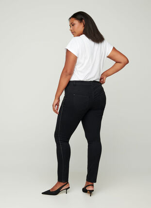 Ekstra slim Sanna jeans med lurex, Black, Model image number 0