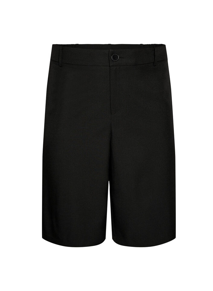 L&oslash;se bermudashorts med h&oslash;j talje, Sort, Packshot image number 0