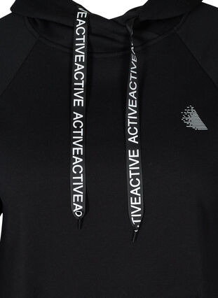 Sweatshirt med lomme og hætte, Black, Packshot image number 2