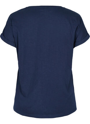 T-shirt med tryk i økologisk bomuld, Navy Blazer Silver, Packshot image number 1