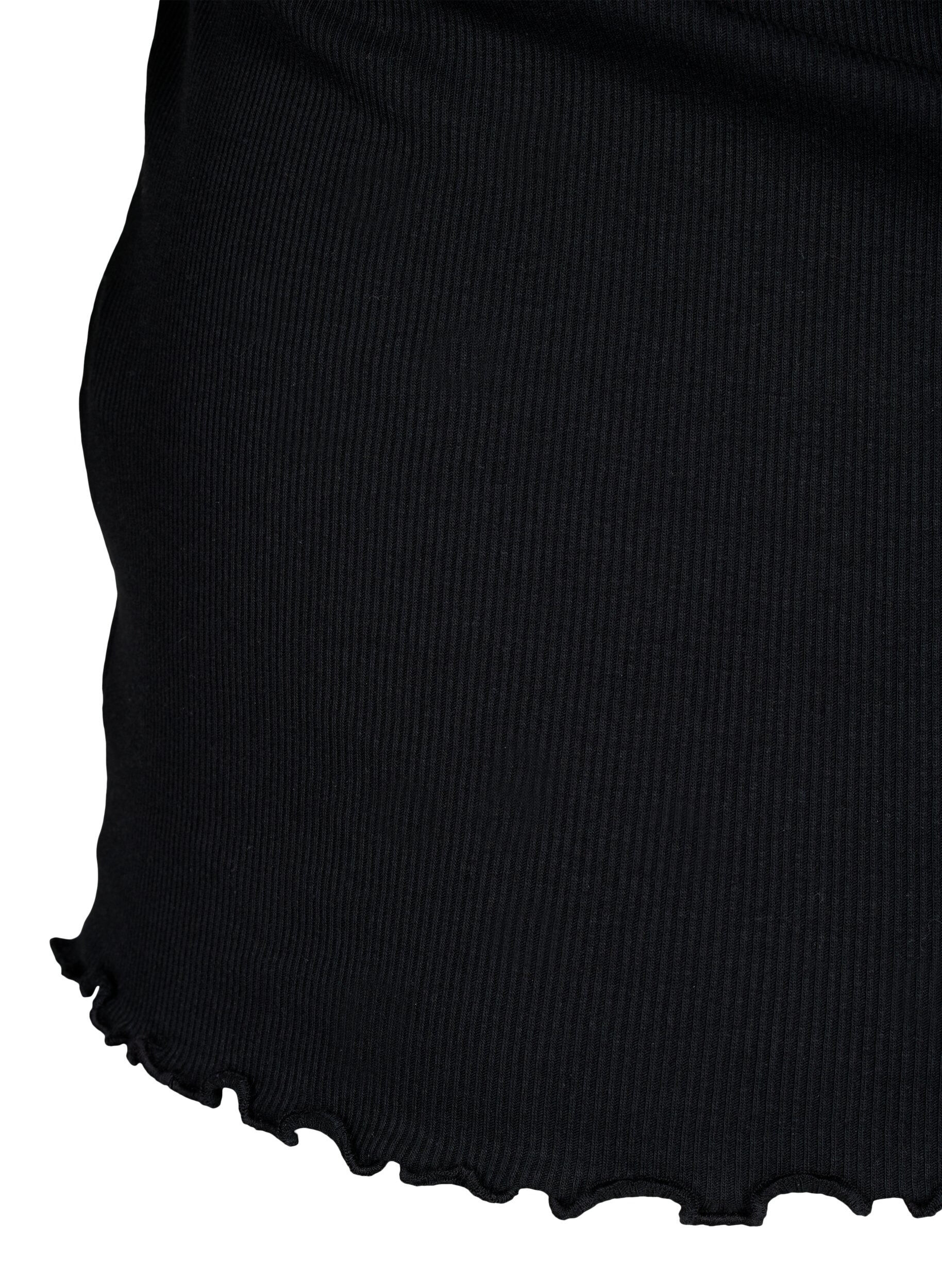 Zizzi Rib tanktop med knapper, Black, Packshot image number 3