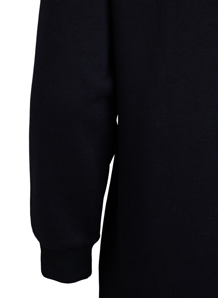 Kort sweatkjole med høj hals, Sort, Packshot image number 3