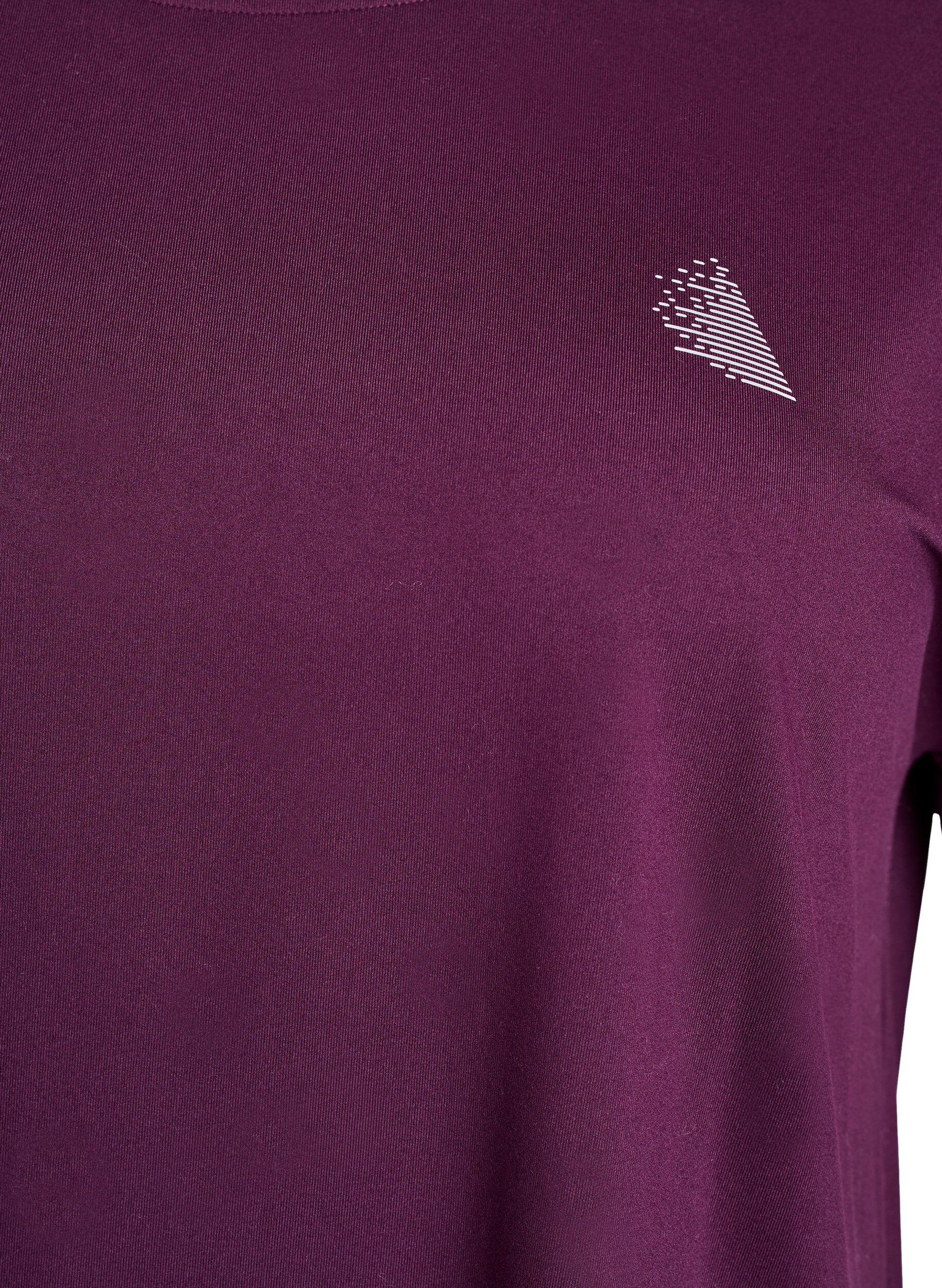 ZizziEnsfarvet tr&aelig;nings t-shirt, Lilla, Packshot image number 2