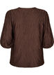 Bluse med tekstur og 3/4 &aelig;rmer, Brun, Packshot image number 1