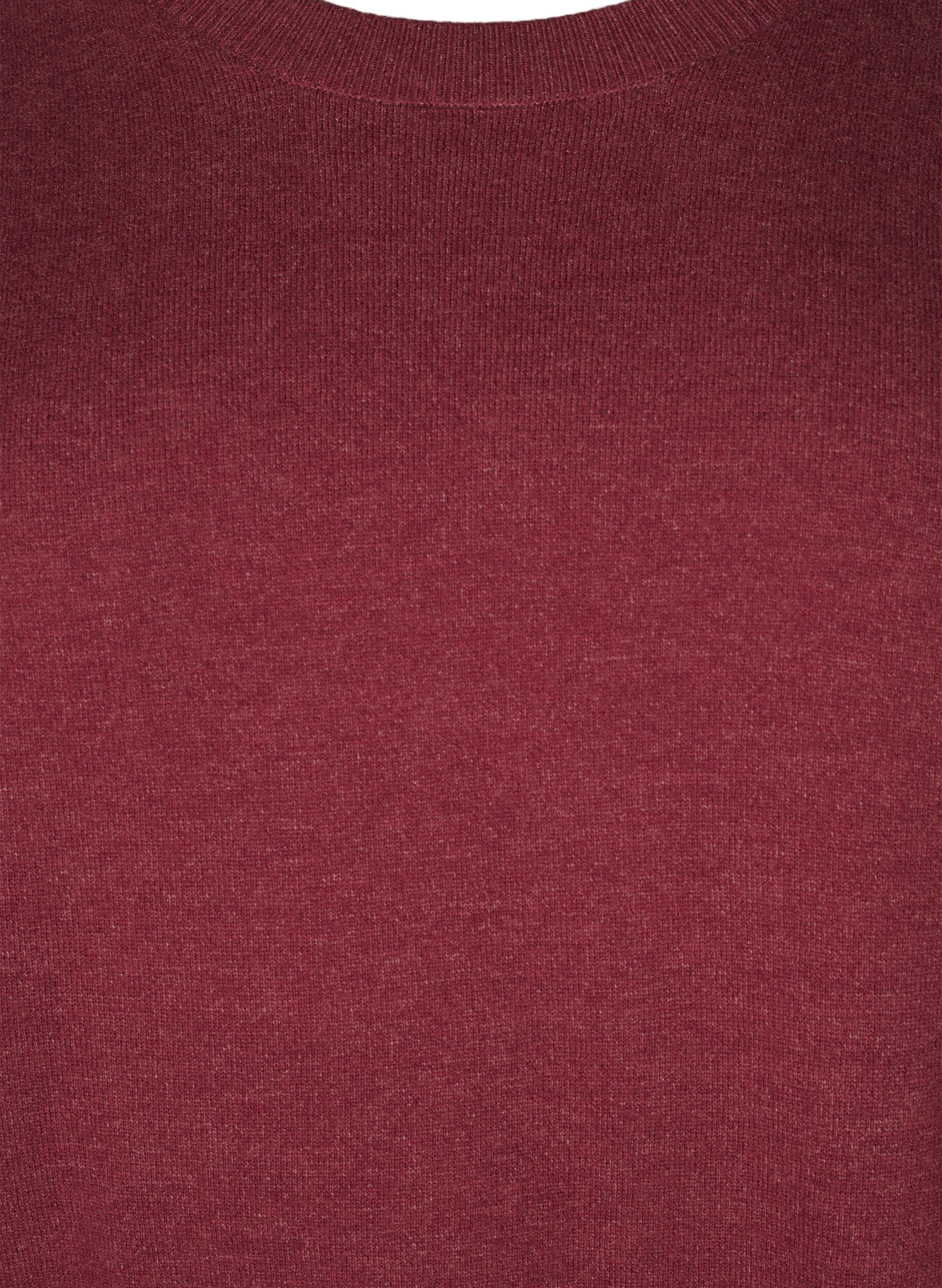ZizziStrikbluse med rund hals, R&oslash;d, Packshot image number 2