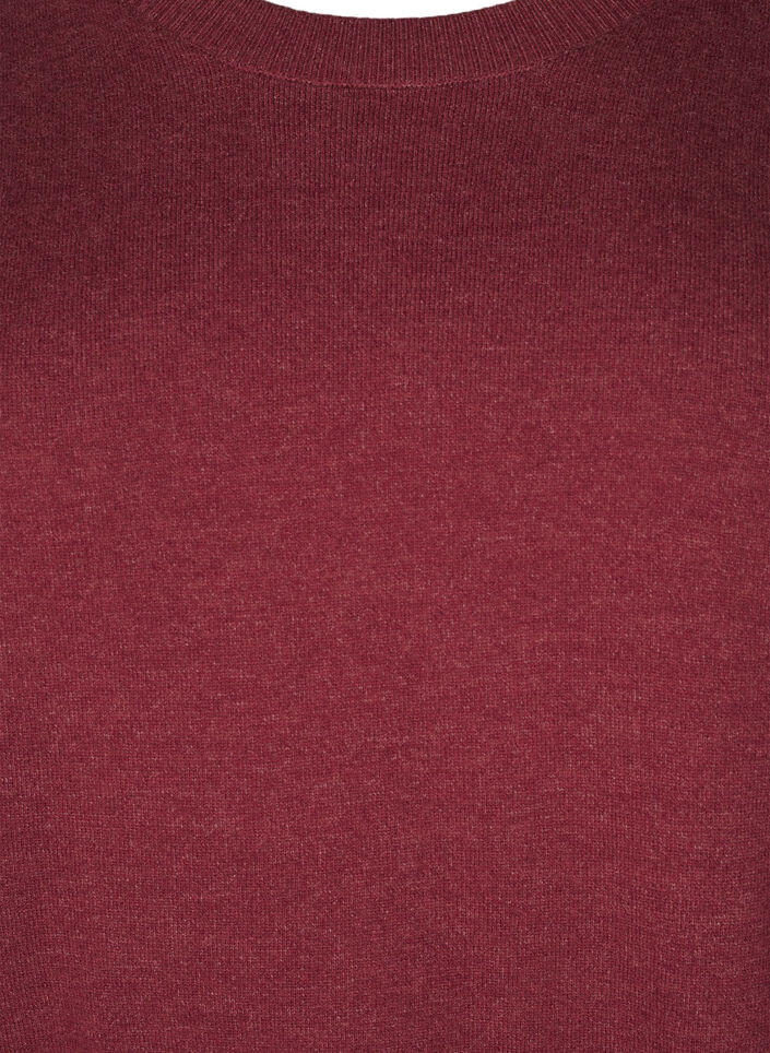 Strikbluse med rund hals, R&oslash;d, Packshot image number 2