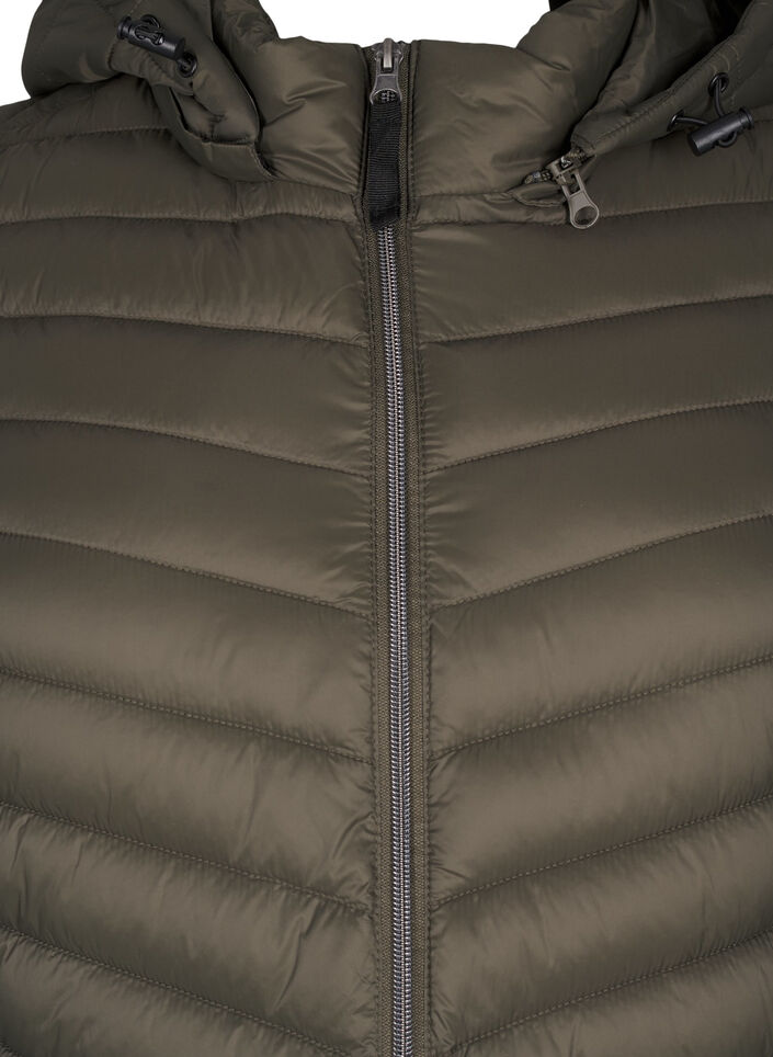 Letvægts jakke med lommer og aftagelig hætte, Grøn, Packshot image number 2