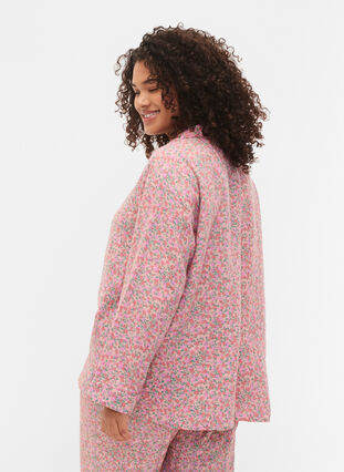 Bomulds natskjorte med blomsterprint, Powder Pink, Model image number 1