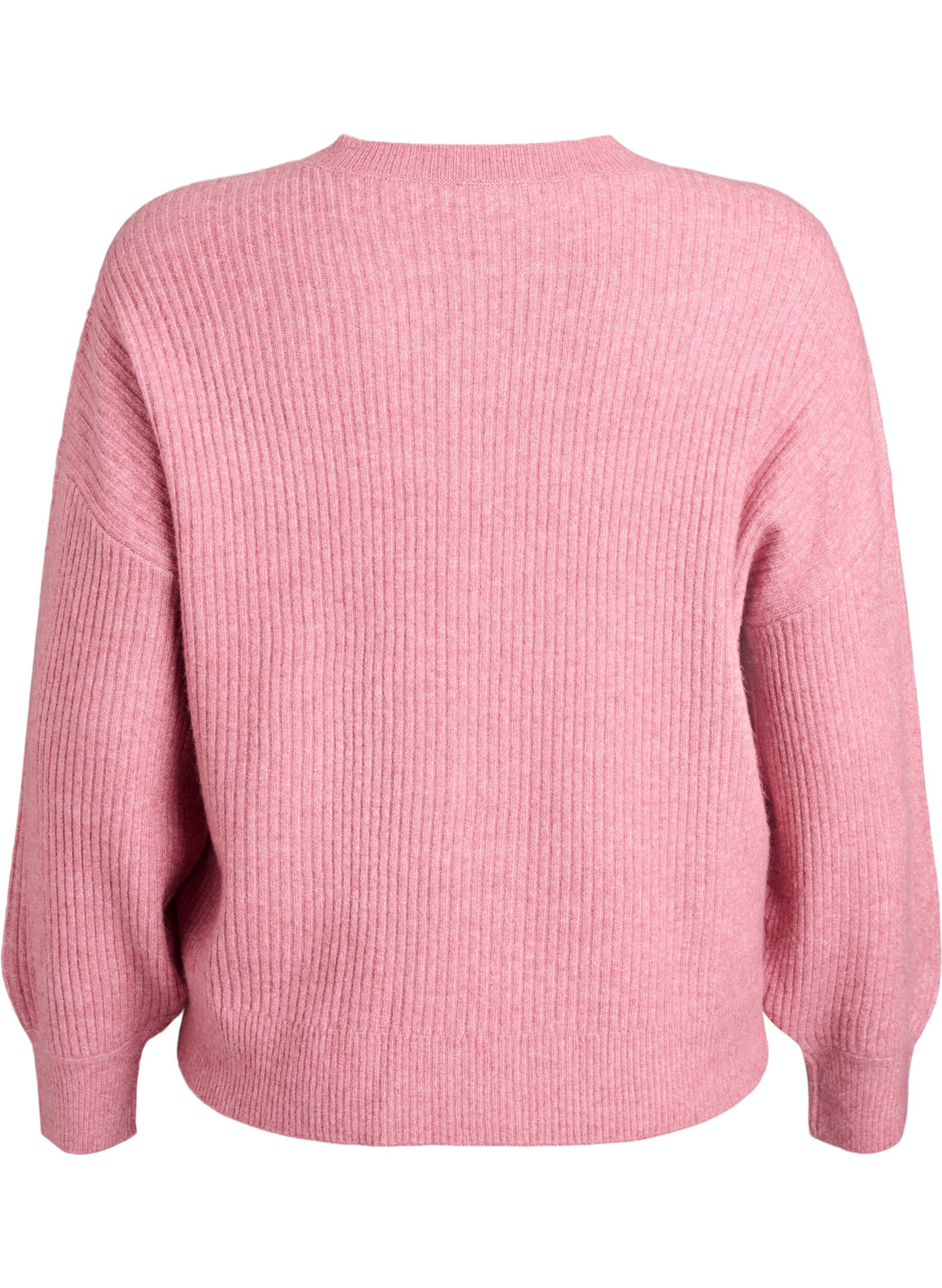 ZizziRibstrikket cardigan med knapper, Lyser&oslash;d, Packshot image number 1