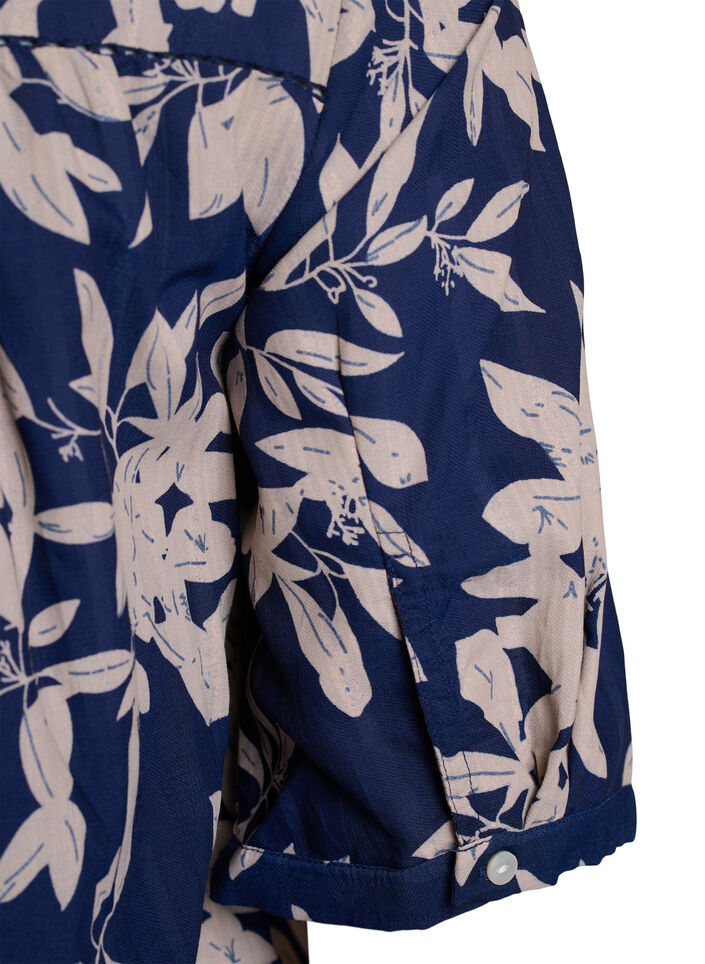 Bluse med print og 1/2 &aelig;rmer, Bl&aring;, Packshot image number 3