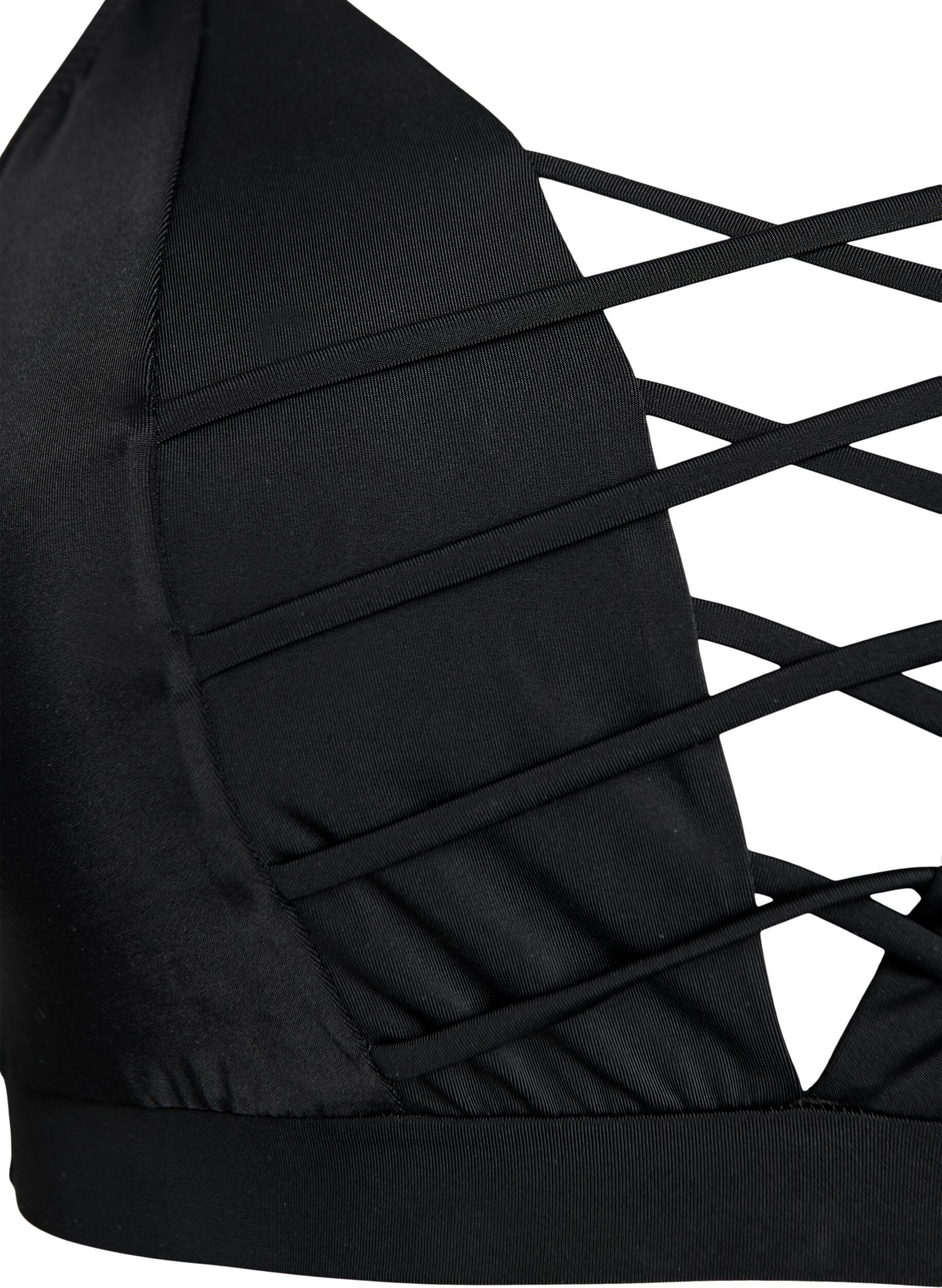 Zizzi Bikini overdel med stringdetalje, Sort, Packshot image number 2