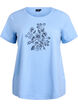 T-shirt i økologisk bomuld med blomsterbroderi, Della R. Blue w. EMB, Packshot image number 0