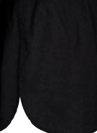 Skjortebluse med knaplukning i bomuldsmix med hør, Black, Packshot image number 3