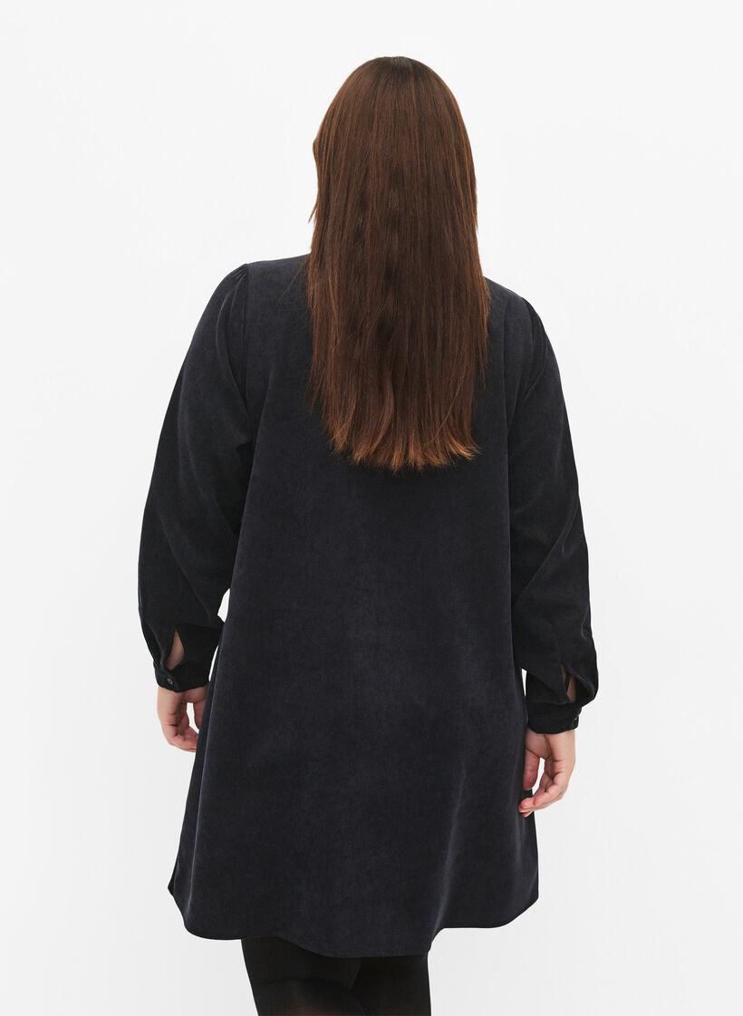 Fl&oslash;jlskjole med lynl&aring;s og 3/4 &aelig;rmer, Sort, Model image number 2