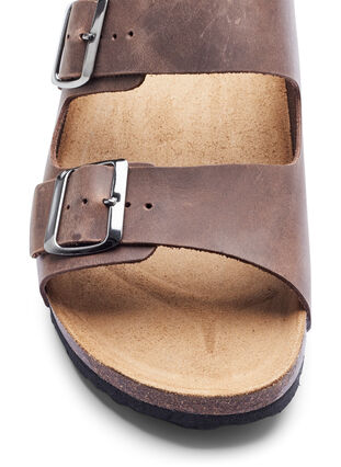 Læder sandaler med bred pasform , Brown, Packshot image number 2