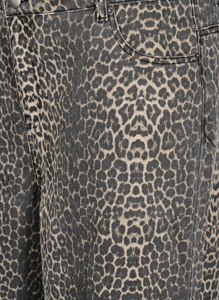 Leopardm&oslash;nstrede bermudashorts i denim, Brun, Packshot image number 2